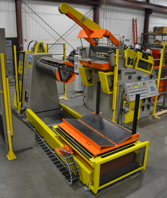 30,000LB. Coil Load Car shown in raised position above and lowered position.